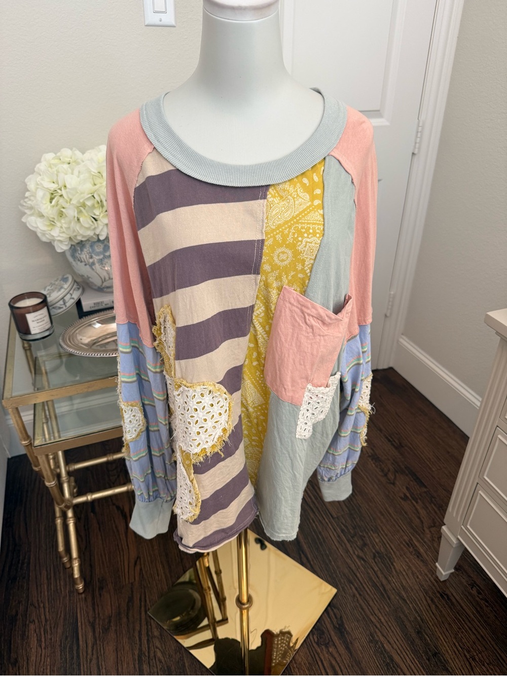 Oli & Hali Daisy Patched Mixed Fabric Top - Picture 3 of 6